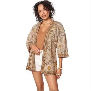 Cleobella Womens Paisley Kaleidoscope Wrap Open Front Cardigan Size Medium Large